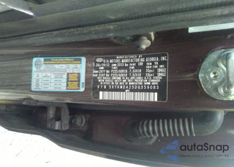 2013 Kia Sorento Sx V6 из США, поврежденный, VIN 5XYKWDA25DG359083